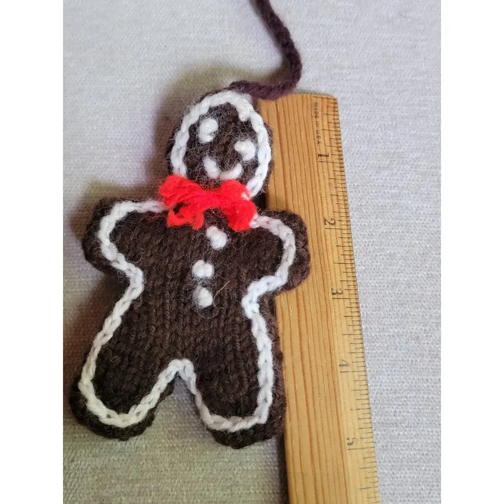 Vintage Gingerbread Christmas Ornament Handmade Crocheted 5in
